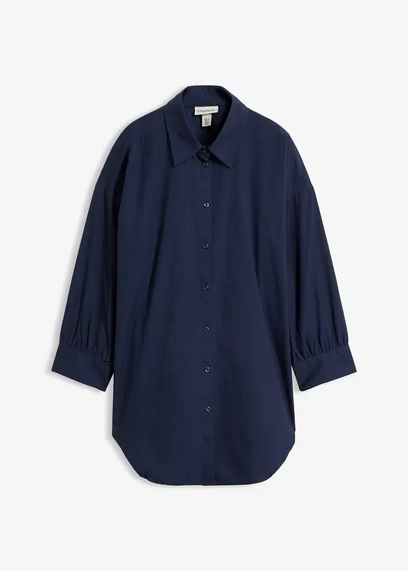 3/4-Arm-Oversize-Hemd aus Baumwolle in blau von vorne - bonprix