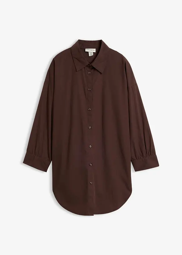3/4-Arm-Oversize-Hemd aus Baumwolle in braun von vorne - bonprix