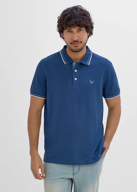 Poloshirt in Regular Fit (2er Pack) in blau von vorne (im Anschnitt) - bonprix