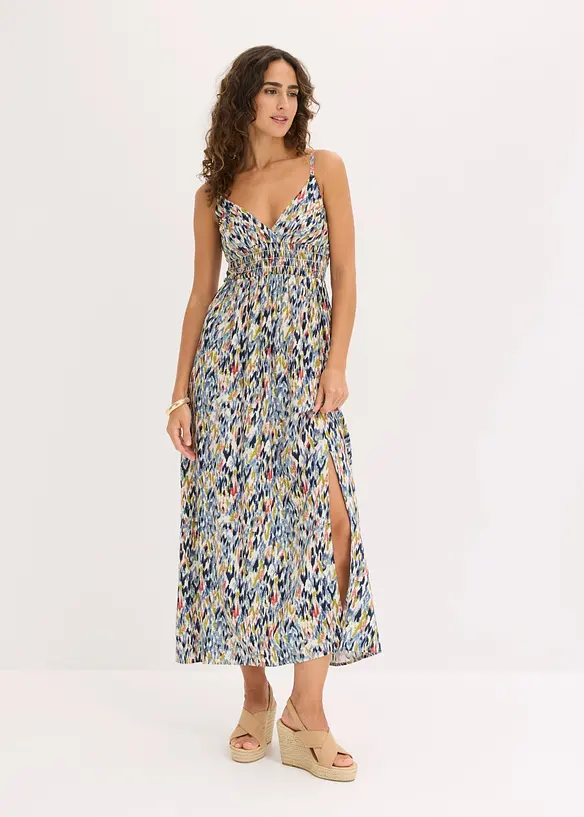 Maxikleid aus fließender Viskose in weiß von vorne (Totalaufnahme) - bonprix
