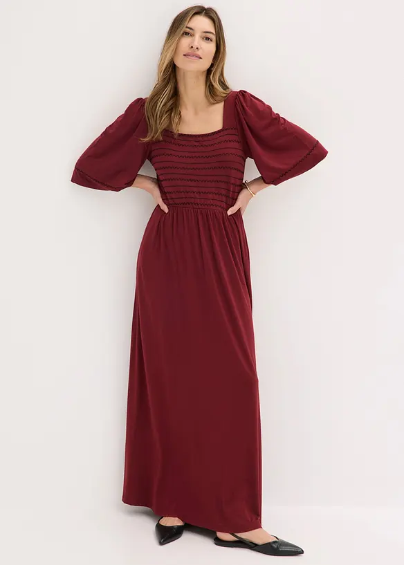 Maxikleid aus fließendem Viskose-Mix in rot von vorne (Totalaufnahme) - bonprix Maxikleid aus fließendem Viskose-Mix in rot von vorne (Totalaufnahme) - bonprix