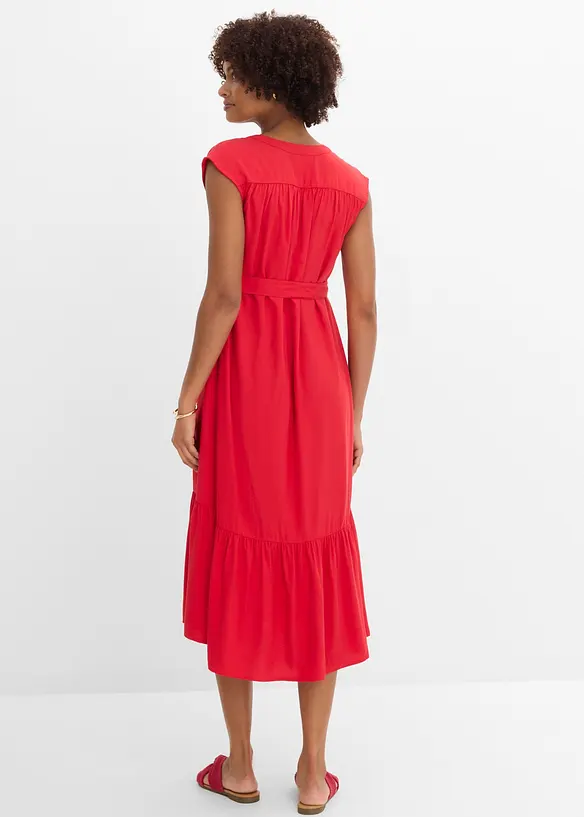 Hemdblusenkleid aus fließender Viscose in rot von hinten (Totalaufnahme) - bonprix
