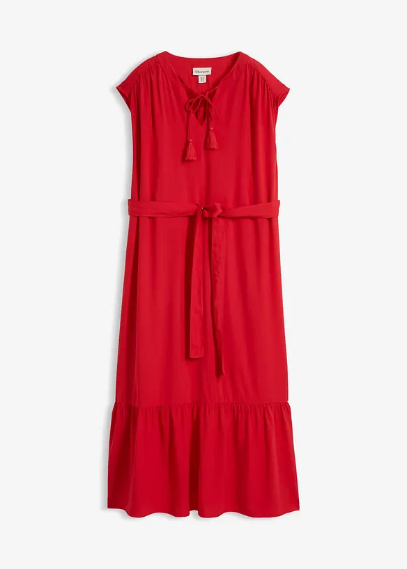 Hemdblusenkleid aus fließender Viscose in rot von vorne - bonprix