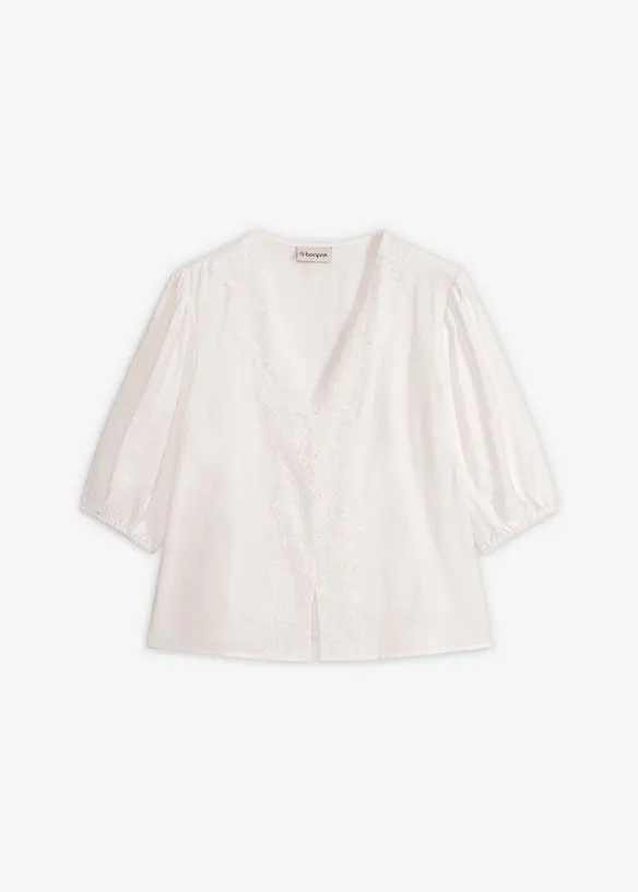 Bluse aus Viskose-Mix in weiß von vorne - bonprix