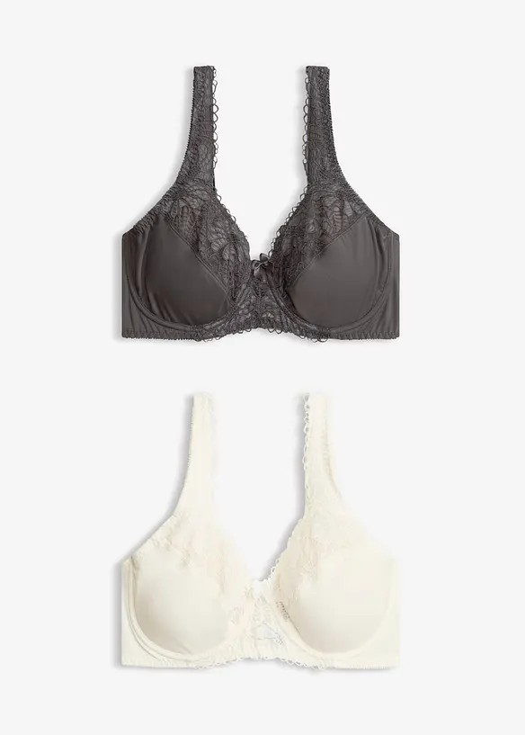 Minimizer-BH mit gepolsterten Trägern (2er Pack) in weiß von vorne - bonprix