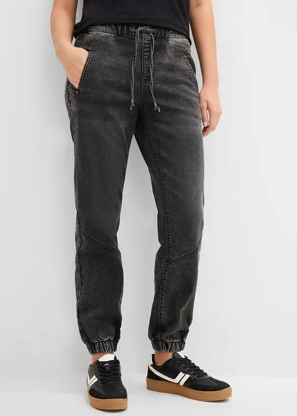 Jogg Jeans Mid Waist, stretch in schwarz von vorne - bonprix Jogg Jeans Mid Waist, stretch in schwarz von vorne - bonprix