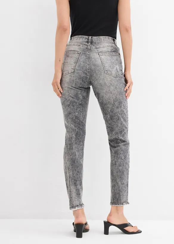 Mom-Jeans High Waist mit Destroy-Effekten in grau von hinten - bonprix Mom-Jeans High Waist mit Destroy-Effekten in grau von hinten - bonprix