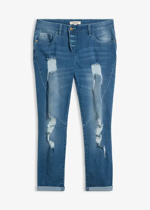 Boyfriend Jeans Mid Waist in blau von vorne - bonprix Boyfriend Jeans Mid Waist in blau von vorne - bonprix