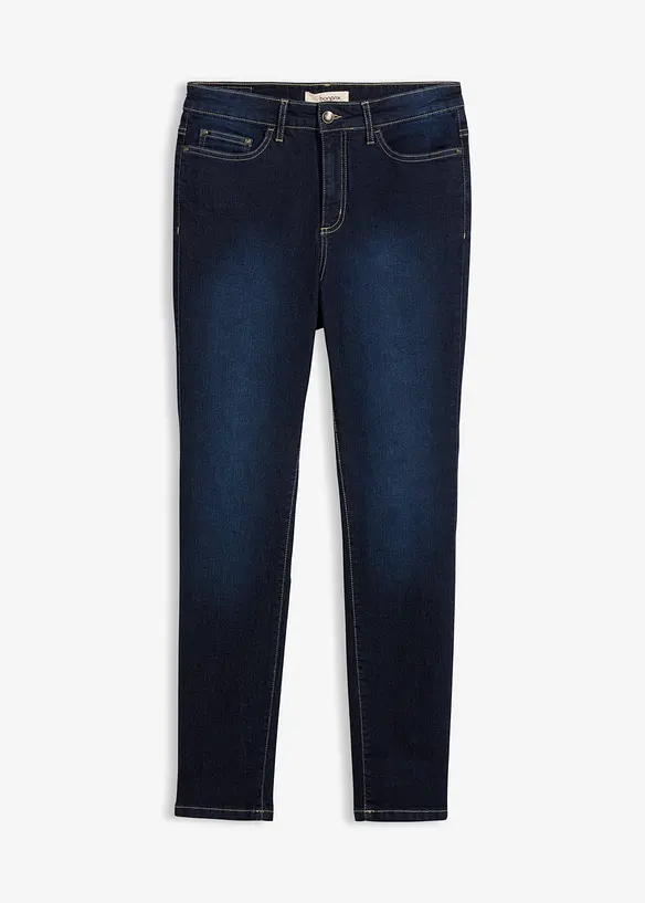 Skinny Jeans Mid Waist, Stretch in blau von vorne - bonprix