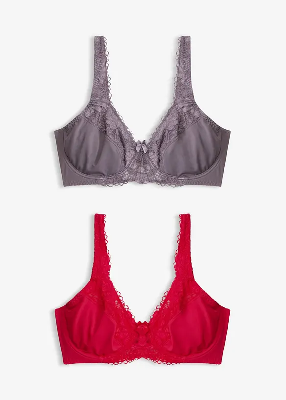 Minimizer-BH mit gepolsterten Trägern (2er Pack) in rot von vorne - bonprix