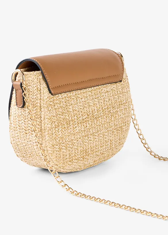 Umhängetasche in Strohoptik in beige von hinten - bonprix