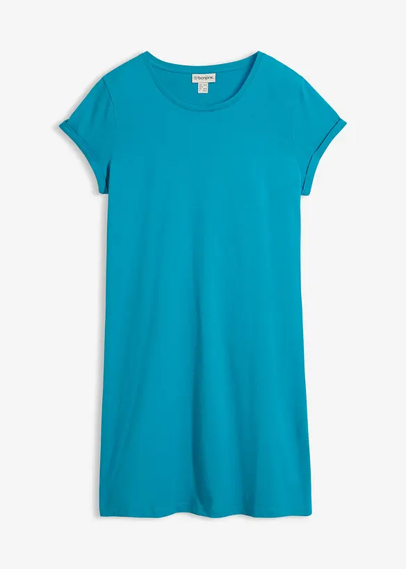 Shirtkleid aus reiner Bio-Baumwolle in blau von vorne - bonprix