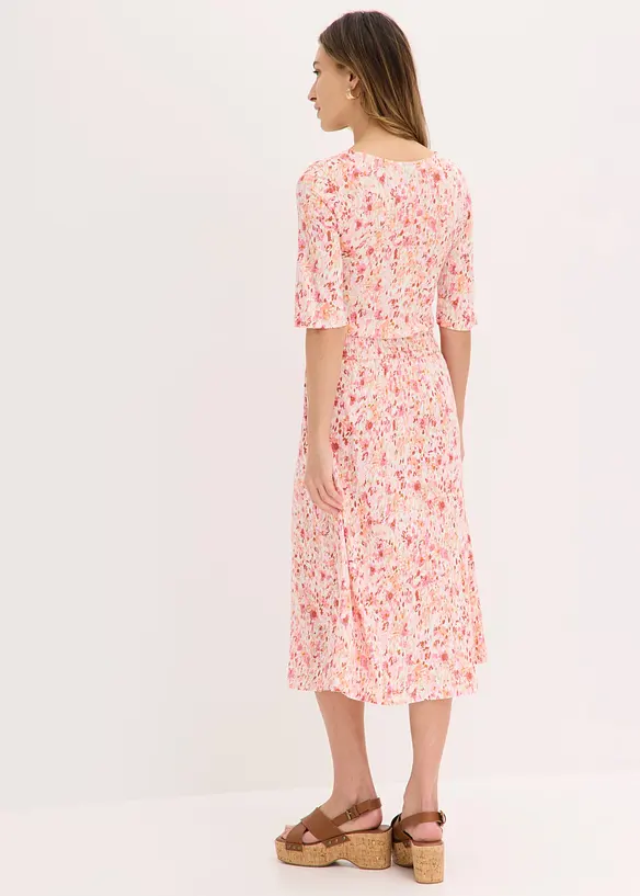 Jerseykleid aus fließender Viskose in weiß von hinten (Totalaufnahme) - bonprix