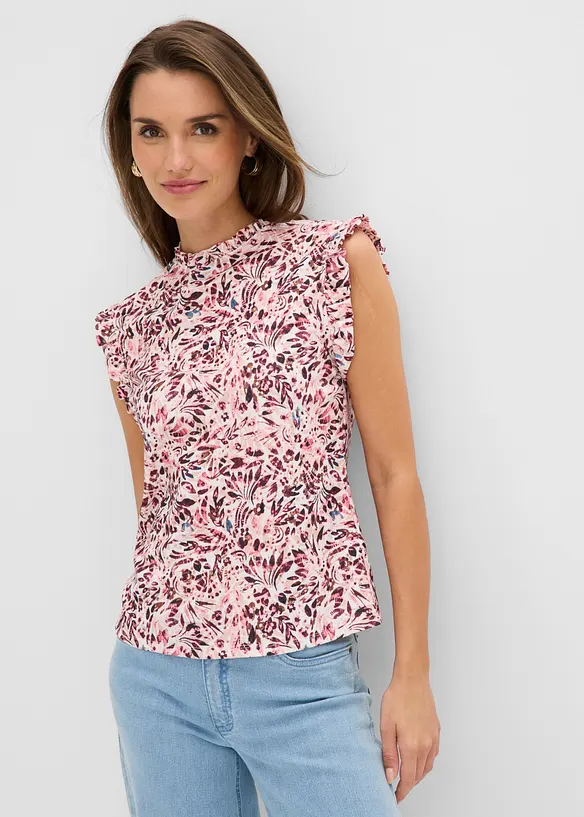 Shirt aus strukturiertem Crêpe in weiß von vorne (im Anschnitt) - bonprix Shirt aus strukturiertem Crêpe in weiß von vorne (im Anschnitt) - bonprix
