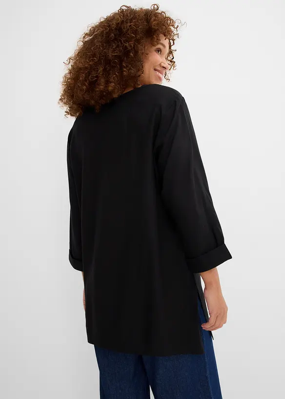 Blusenshirt aus reiner Viskose in schwarz von hinten (im Anschnitt) - bonprix Blusenshirt aus reiner Viskose in schwarz von hinten (im Anschnitt) - bonprix