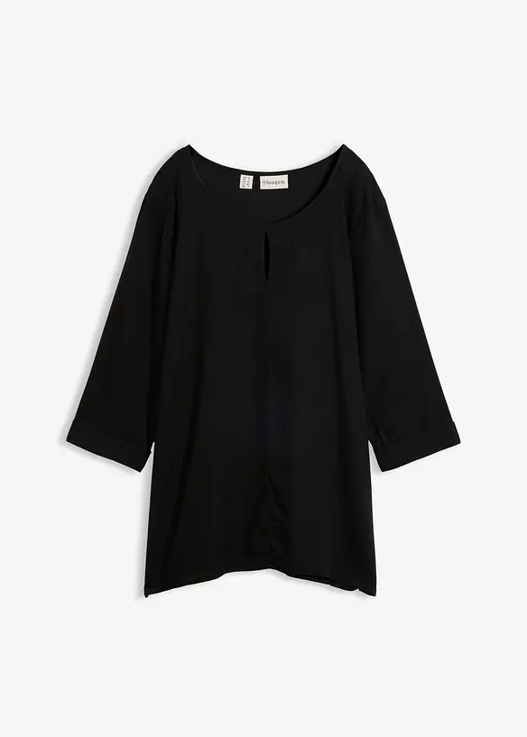 Blusenshirt aus reiner Viskose in schwarz von vorne - bonprix Blusenshirt aus reiner Viskose in schwarz von vorne - bonprix