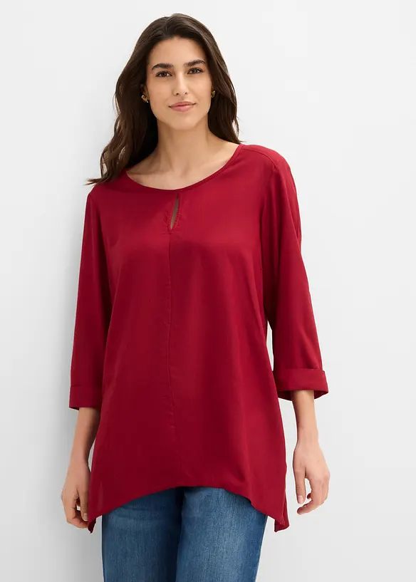 Blusenshirt aus reiner Viskose in rot von vorne (im Anschnitt) - bonprix Blusenshirt aus reiner Viskose in rot von vorne (im Anschnitt) - bonprix