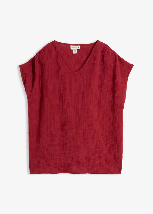 Musselin-Tunikabluse aus reiner Baumwolle in rot von vorne - bonprix Musselin-Tunikabluse aus reiner Baumwolle in rot von vorne - bonprix