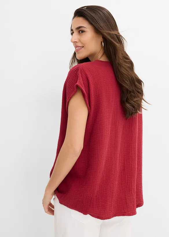 Musselin-Tunikabluse aus reiner Baumwolle in rot von hinten (im Anschnitt) - bonprix Musselin-Tunikabluse aus reiner Baumwolle in rot von hinten (im Anschnitt) - bonprix