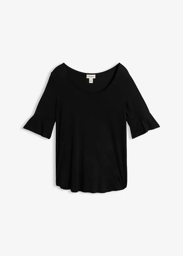 Shirt aus softer Viskose in schwarz von vorne - bonprix Shirt aus softer Viskose in schwarz von vorne - bonprix