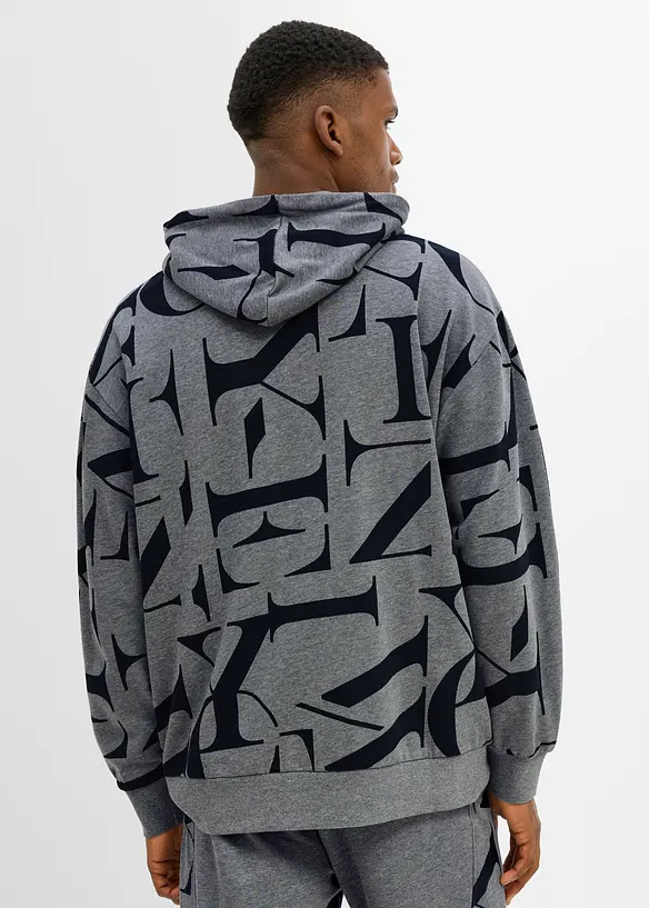Kapuzensweatshirt in Loose Fit in grau von hinten (im Anschnitt) - bonprix