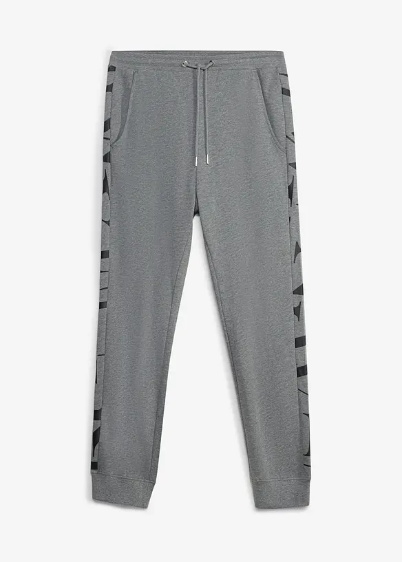Jogginghose mit Seitenstreifen aus Bio-Baumwolle in grau von vorne - bonprix