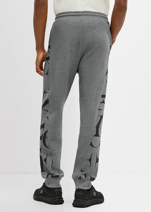 Jogginghose mit Seitenstreifen aus Bio-Baumwolle in grau von hinten - bonprix
