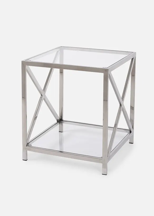 Chrom Beistelltisch in silber von vorne - bonprix