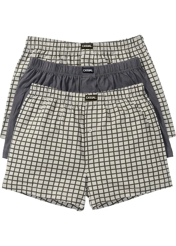 Lockere Jersey Boxershorts aus Baumwolle (3er Pack) in grau - bonprix