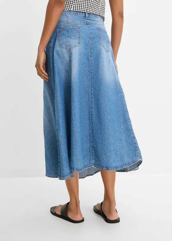 Leichter Jeansrock mit verstellbarem Bund in blau von hinten - bonprix Leichter Jeansrock mit verstellbarem Bund in blau von hinten - bonprix