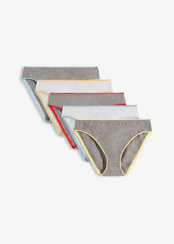 Slip mit weicher Baumwolle (5er Pack) in grau von vorne - bonprix