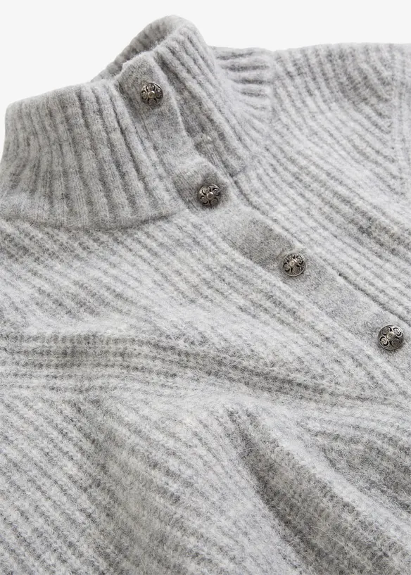 Oversize-Pullover aus weichem Alpaka Woll-Mix in grau von vorne (im Anschnitt) - bonprix