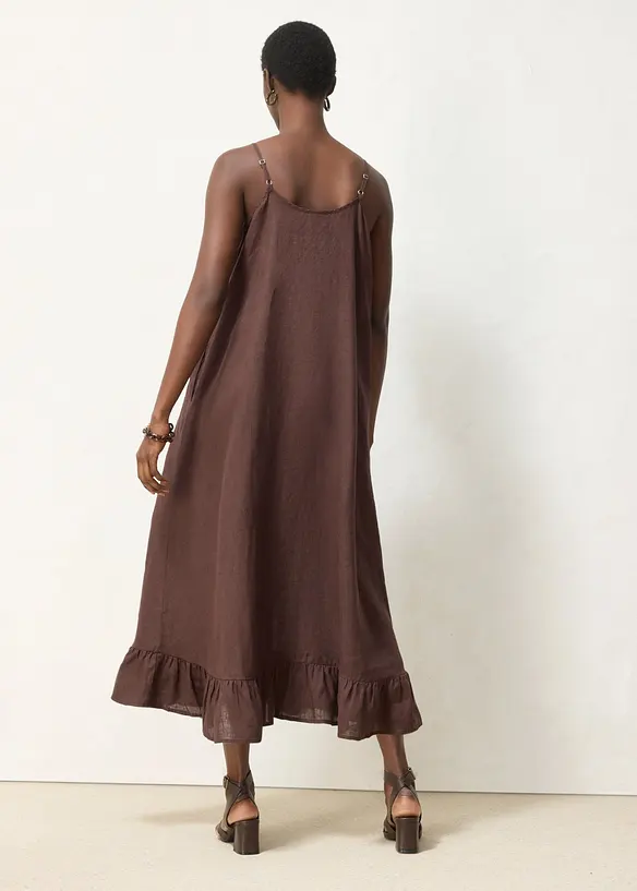 Maxikleid aus reinem Leinen in braun von hinten (Totalaufnahme) - bonprix Maxikleid aus reinem Leinen in braun von hinten (Totalaufnahme) - bonprix