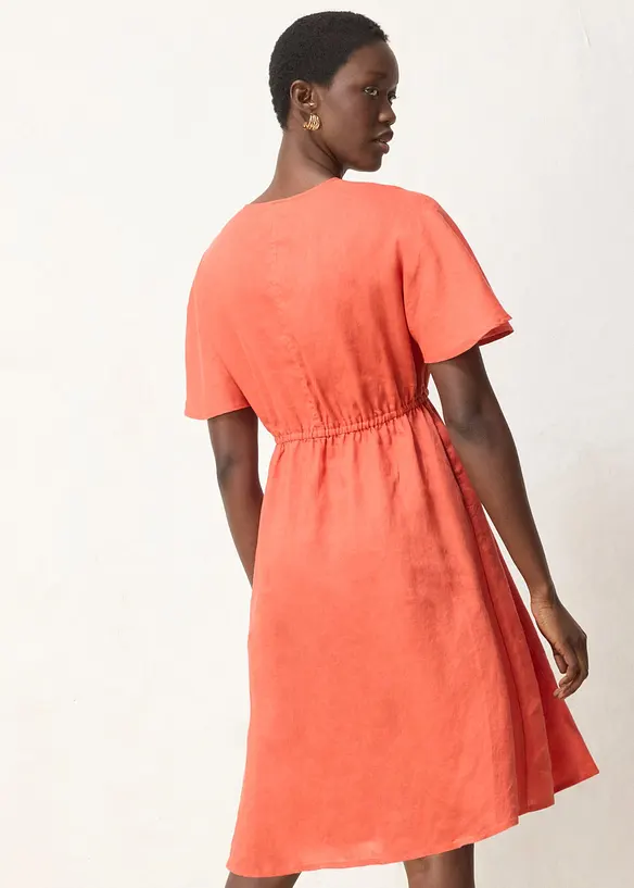 Kleid aus reinem Leinen in rot von hinten (Totalaufnahme) - bonprix