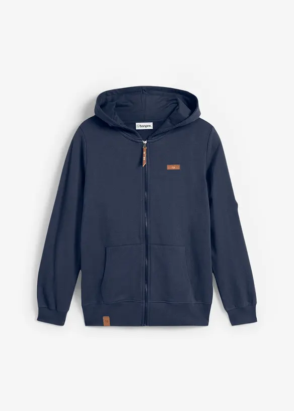 Kapuzen-Sweatjacke aus reiner Baumwolle in blau von vorne - bonprix Kapuzen-Sweatjacke aus reiner Baumwolle in blau von vorne - bonprix