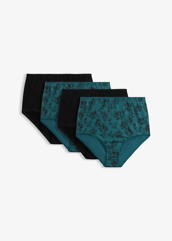Highwaist Slip mit Bio-Baumwolle (4er Pack) in schwarz von vorne - bonprix