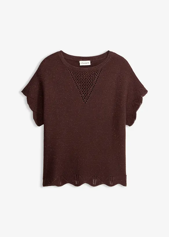 Kurzarm Pullover mit Glitzergarn in braun von vorne - bonprix Kurzarm Pullover mit Glitzergarn in braun von vorne - bonprix