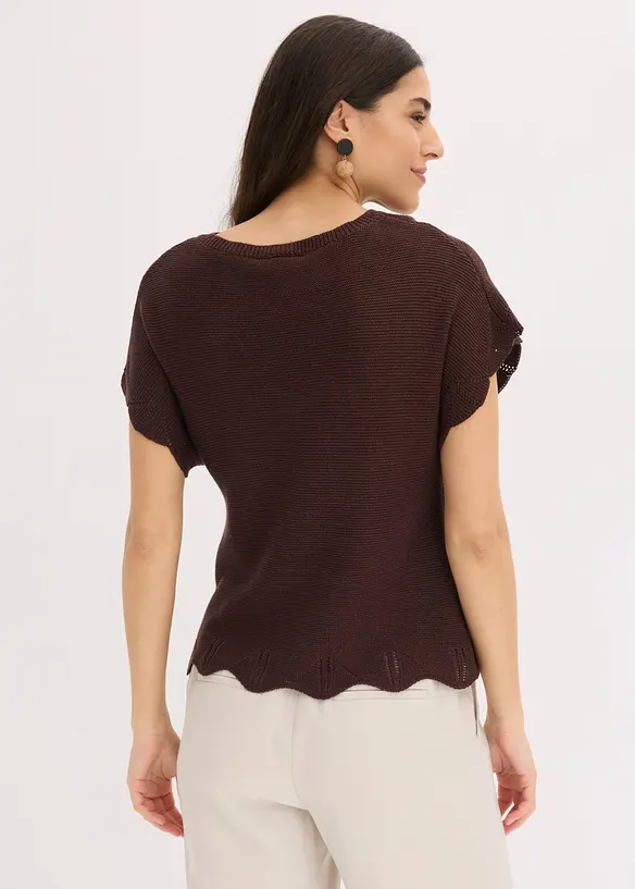 Kurzarm Pullover mit Glitzergarn in braun von hinten (im Anschnitt) - bonprix Kurzarm Pullover mit Glitzergarn in braun von hinten (im Anschnitt) - bonprix