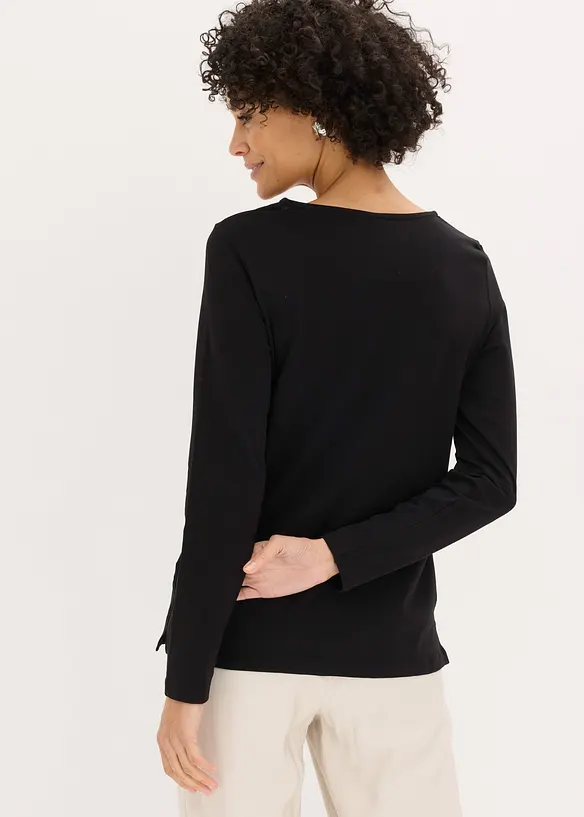 Langarmshirt mit Ösen in schwarz von hinten (im Anschnitt) - bonprix