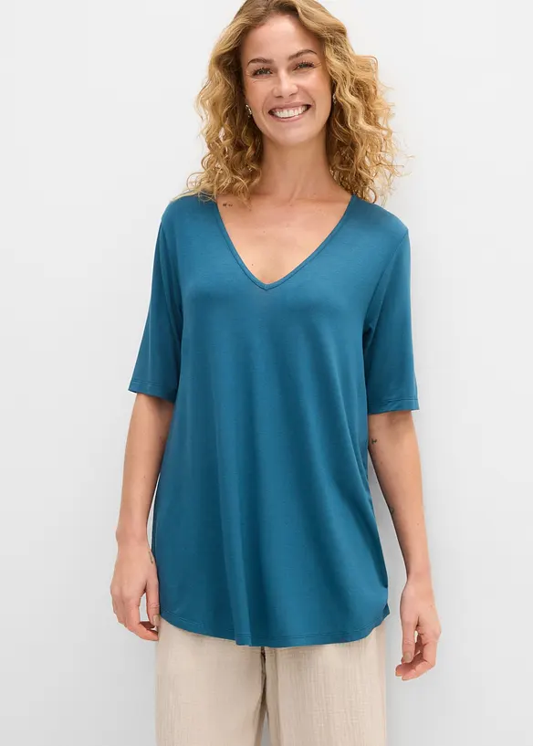 Longshirt aus softer Viskose in petrol von vorne (im Anschnitt) - bonprix Longshirt aus softer Viskose in petrol von vorne (im Anschnitt) - bonprix