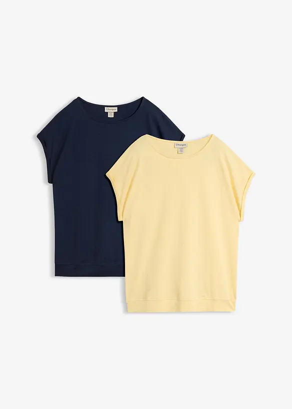 T-Shirt aus reiner Bio-Baumwolle (2er Pack) in blau von vorne - bonprix T-Shirt aus reiner Bio-Baumwolle (2er Pack) in blau von vorne - bonprix