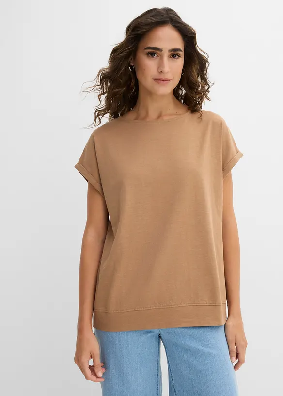 T-Shirt aus reiner Bio-Baumwolle (2er Pack) in braun von vorne (im Anschnitt) - bonprix T-Shirt aus reiner Bio-Baumwolle (2er Pack) in braun von vorne (im Anschnitt) - bonprix