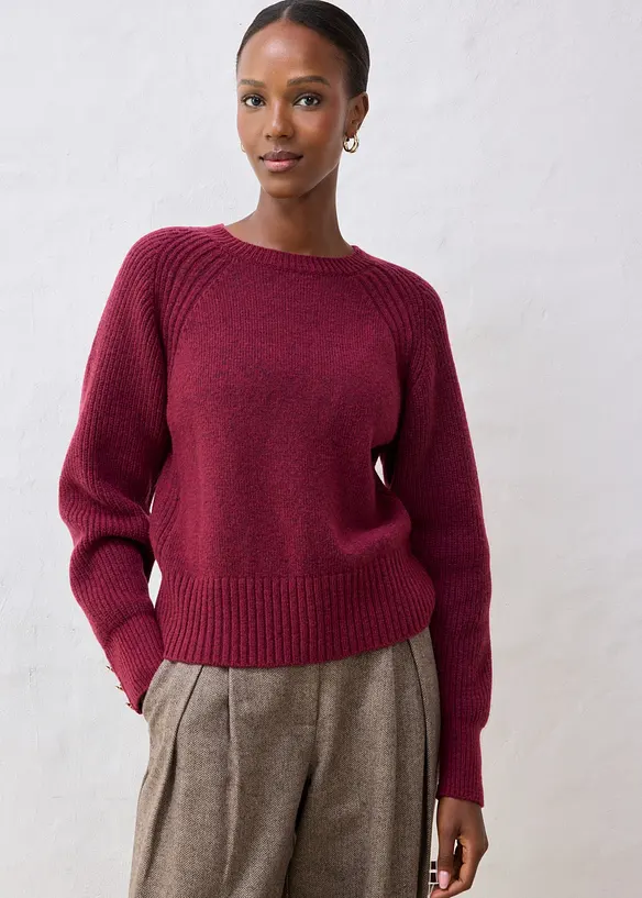 Pullover aus weichem Woll-Mix in rot von vorne (im Anschnitt) - bonprix Pullover aus weichem Woll-Mix in rot von vorne (im Anschnitt) - bonprix