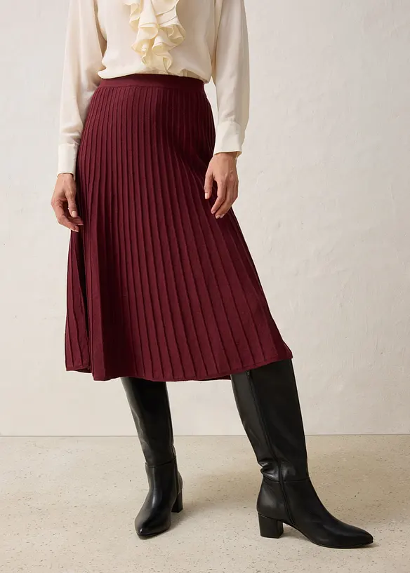 Strickrock mit Merinowolle in rot von vorne - bonprix Strickrock mit Merinowolle in rot von vorne - bonprix