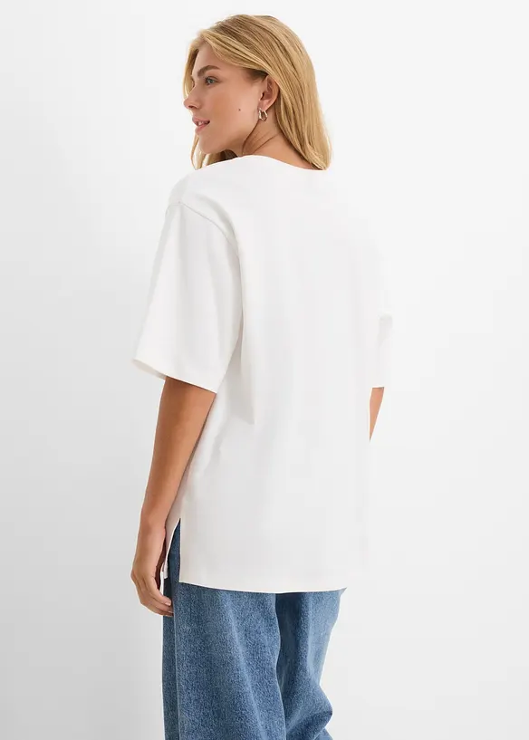 Longshirt aus Interlock in weiß von hinten (im Anschnitt) - bonprix