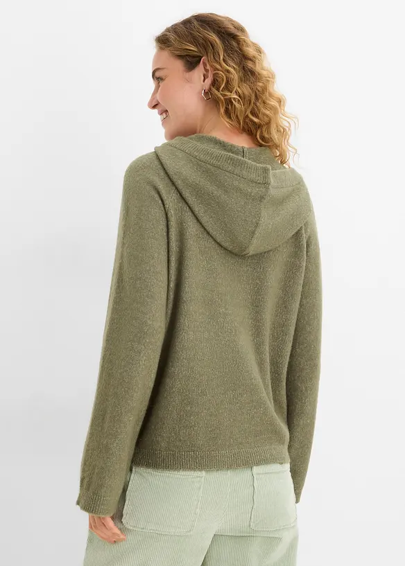 Strick-Hoodie in grün von hinten (im Anschnitt) - bonprix