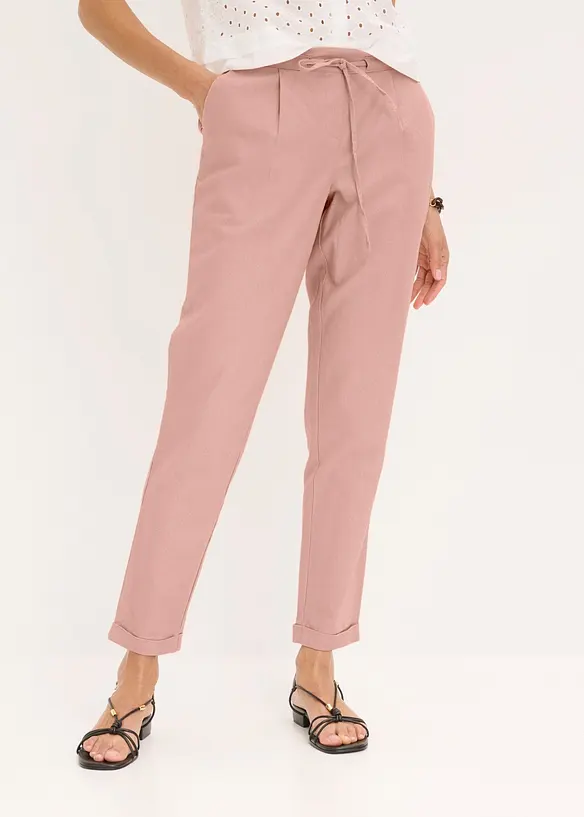 Leinenhose aus reinem Leinen in rosa von vorne - bonprix Leinenhose aus reinem Leinen in rosa von vorne - bonprix