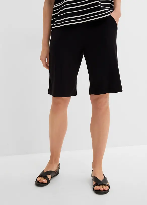 Jersey-Bermuda in schwarz von vorne - bonprix