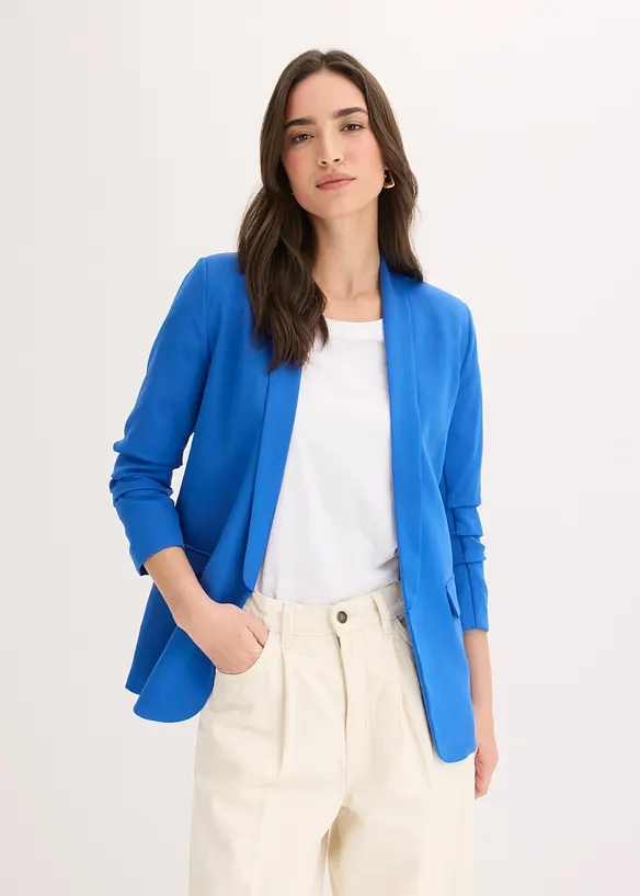 Blazer mit Raffung in blau von vorne (im Anschnitt) - bonprix Blazer mit Raffung in blau von vorne (im Anschnitt) - bonprix