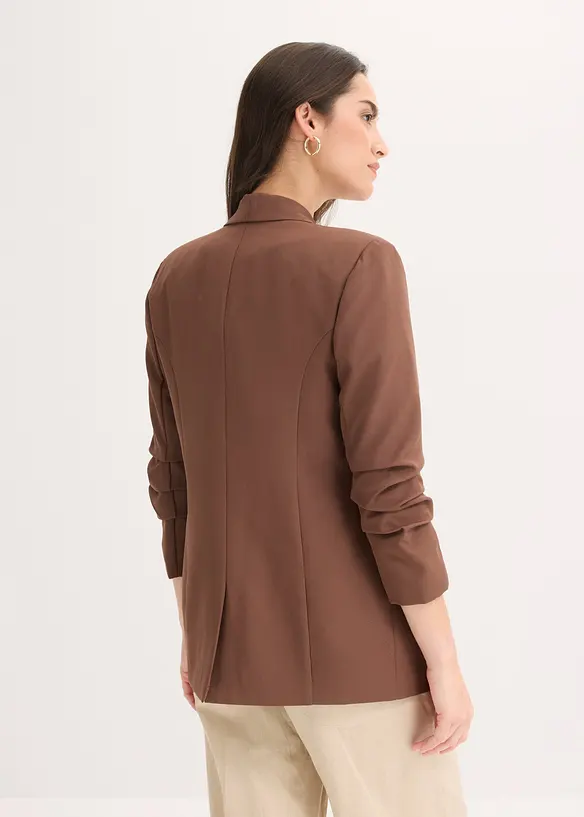Blazer mit Raffung in braun von hinten (im Anschnitt) - bonprix Blazer mit Raffung in braun von hinten (im Anschnitt) - bonprix